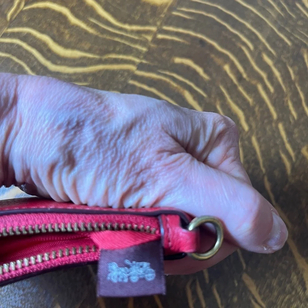 Coach Red Pebbled Leather Wristlet